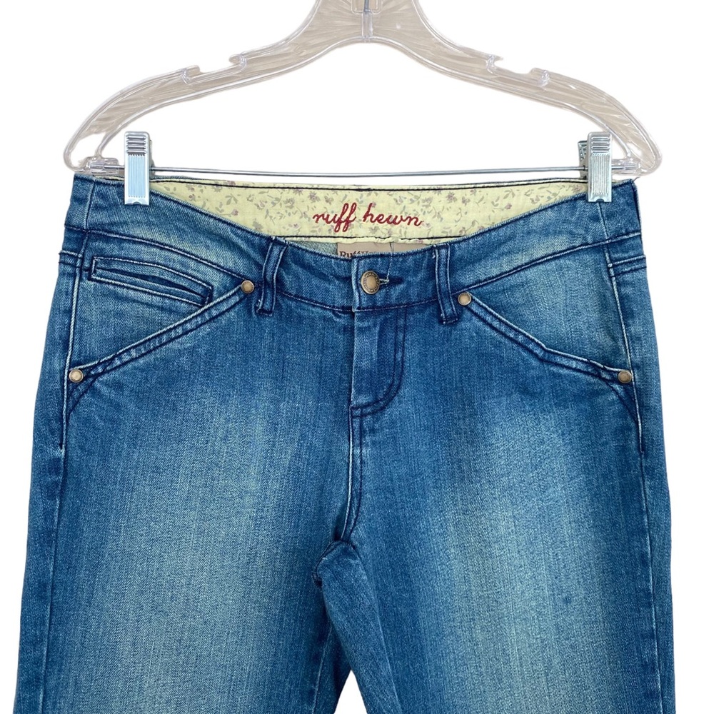 Ruff Hewn Light to Medium Wash Distressed & Whiskered Flare Jeans Size 4 - Picture 5 of 7